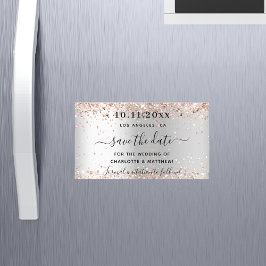 Silver Rose Gold Hochzeit speichern Sie den Datums Magnetkarte