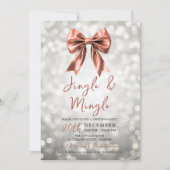 Silver Rose Gold Jingle Mingle Christmas Bow  Einladung (Vorderseite)