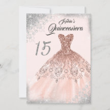 Silver Rose Gold Lace Diamond Gozo Quinceanera