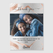 Silver Rose Gold Marmor Foto danke Magnet (Vorderseite)