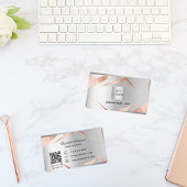 Silver Rose Gold-Marmor QR-Code Firmenlogo Visitenkarte