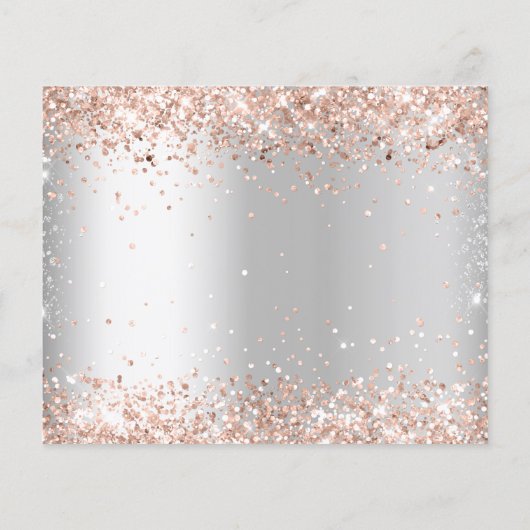 Silver Rose Gold Menü Auswahl Hochzeitskarte RSVP (Rückseite)