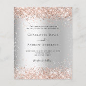 Silver Rose Gold QR UAWG budget Einladung Hochzeit (Vorderseite)