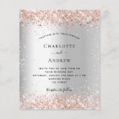 Silver Rose Gold QR UAWG budget Einladung Hochzeit (Vorderseite)