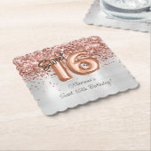 Silver Rose Gold Sweet 16. Geburtstagsparty Untersetzer (angewinkelt)