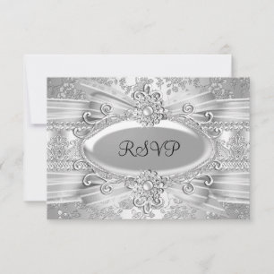 Silver Rose & Jewel 25. Jubiläums-RSVP RSVP Karte