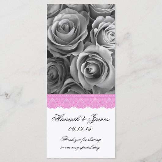 SILVER ROSE und PINK LACE Hochzeitsprogramm Programm (Rückseite)