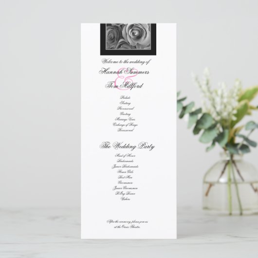 SILVER ROSE und PINK LACE Hochzeitsprogramm Programm (Stehend Vorderseite)