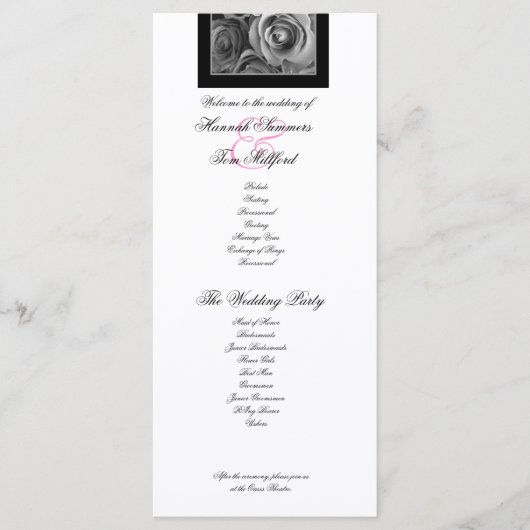 SILVER ROSE und PINK LACE Hochzeitsprogramm Programm (Vorderseite)