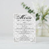 Silver Rose Wedding Dinner Menu Thank you Note Postkarte (Stehend Vorderseite)