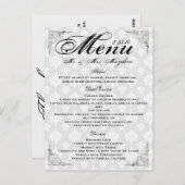 Silver Rose Wedding Dinner Menu Thank you Note Postkarte (Vorne/Hinten)