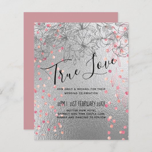 Silver Rosegold WEDDING Metallic Glitzer BUDGET (Vorne/Hinten)