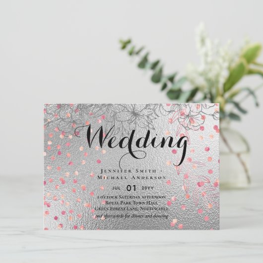 Silver Rosegold WEDDING Metallic Glitzer BUDGET (Stehend Vorderseite)