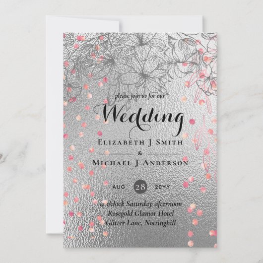 Silver Rosegold WEDDING Metallic Glitzer BUDGET (Vorderseite)