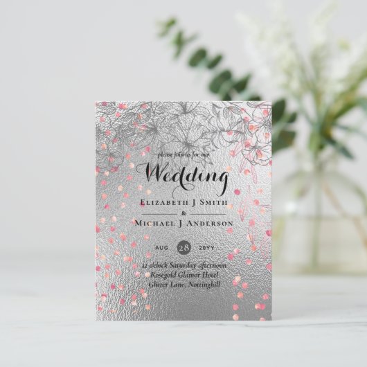 Silver Rosegold WEDDING Metallic Glitzer BUDGET (Stehend Vorderseite)