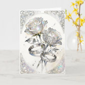 Silver Roses and Rings 25th Wedding Anniversary Karte (Gelbe Blume)