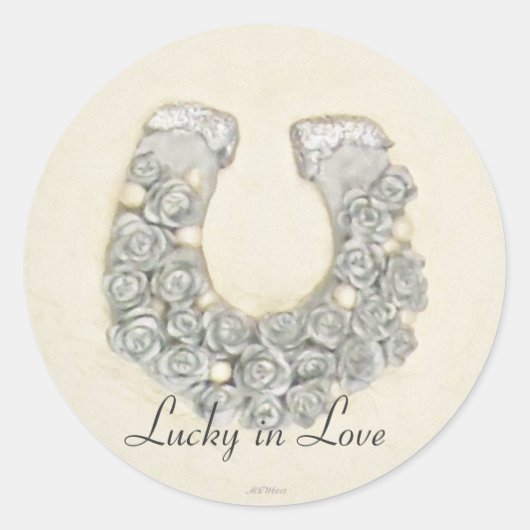 Silver Roses Horseshoe Wedding Handfasting Runder Aufkleber (Vorderseite)
