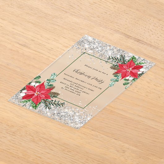 Silver Rot Blumendekor mattiertes Party Acryleinladungen (Ablage )