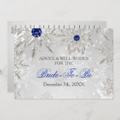 Silver Royal Blue Addon and Well Wishings Card Einladung (Vorne/Hinten)