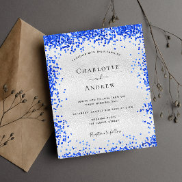 Silver Royal Blue Budget Hochzeit Einladung Flyer