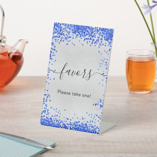 Silver Royal Blue Gastgeschenke Sockelschild (In SItu)