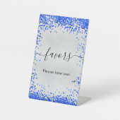 Silver Royal Blue Gastgeschenke Sockelschild (Vorderseite)