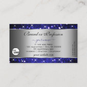 Silver Royal Blue Glitzer Sparkle Stars und Logos Visitenkarte (Rückseite)