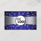 Silver Royal Blue Glitzer Sparkle Stars und Logos Visitenkarte (Vorderseite)