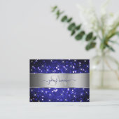 Silver Royal Blue Glitzer Sparkle Stars Visitenkarte (Stehend Vorderseite)