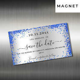 Silver Royal Blue Hochzeit speichern Sie den Datum Magnetkarte