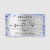 Silver Royal Blue Hochzeit speichern Sie den Datum Magnetkarte (Vorderseite)