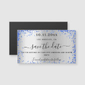Silver Royal Blue Hochzeit speichern Sie den Datum Magnetkarte (Vorne/Hinten)