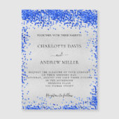 Silver Royal Blue Luxus Hochzeitsmagnet Magnetkarte (Vorderseite)