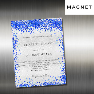 Silver Royal Blue Luxus Hochzeitsmagnet Magnetkarte
