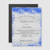 Silver Royal Blue Luxus Hochzeitsmagnet Magnetkarte (Vorne/Hinten)