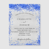 Silver Royal Blue Luxus Hochzeitsmagnet Magnetkarte (Vorderseite)