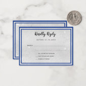 Silver Royal Blue Metal elegante Bogen Hochzeit RS Mitteilungskarte (Vorderseite/Rückseite Beispiel)