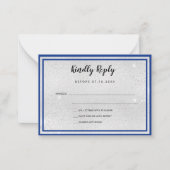 Silver Royal Blue Metal elegante Bogen Hochzeit RS Mitteilungskarte (Vorderseite)