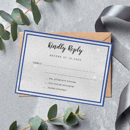 Silver Royal Blue Metal elegante Bogen Hochzeit RS Mitteilungskarte