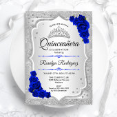 Silver Royal Blue Quinceanera Einladung