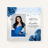 Silver Royal Blue Rose Foto Quinceanera Guest Notizblock (Vorderseite)