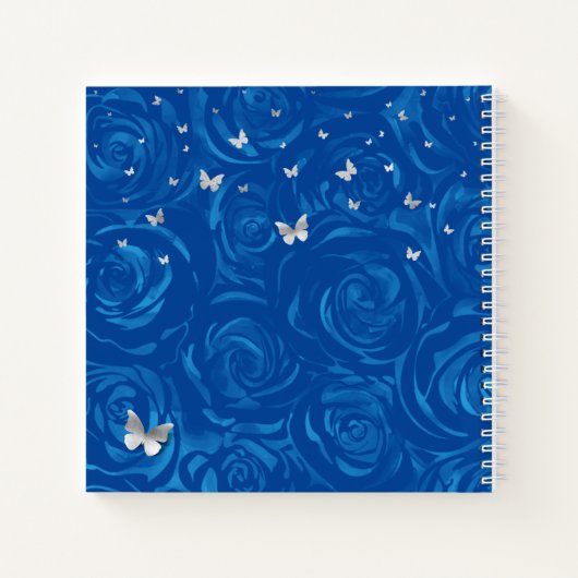 Silver Royal Blue Rose Foto Quinceanera Guest Notizblock (Rückseite)