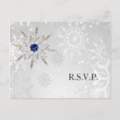 Silver Royal Blue Snowflakes Winter Wedding uAwg Einladungspostkarte (Vorderseite)