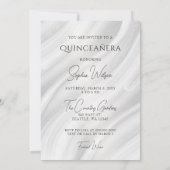 Silver Royal Blue Sparkle Dress Quinceañera Einladung (Rückseite)