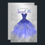 Silver Royal Blue Sparkle Dress Sweet 16 Einladung<br><div class="desc">Silver Royal Blue Sparkle Dress Sweet 16 Geburtstag Einladung</div>