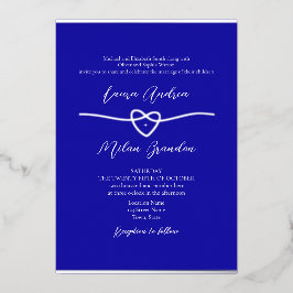 Silver Royal Blue Wedding Folieneinladung