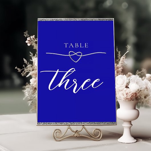 Silver Royal Blue Wedding Tischnummer