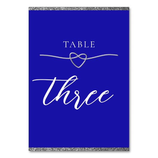 Silver Royal Blue Wedding Tischnummer (Vorderseite)
