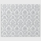 Silver Royal Floral Damask White Gray Vip Geschenkpapier (Flach)