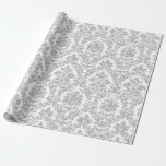 Silver Royal Floral Damask White Gray Vip Geschenkpapier<br><div class="desc">Minimalismus und Elegance Glam und Chic Delicate Wrapping Paper</div>